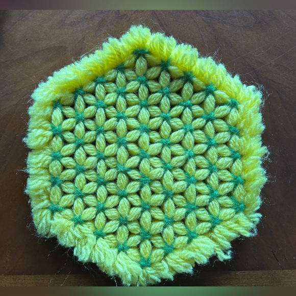 Lot of 4 Vintage Raffia Straw/Wool Wicker Rattan Trivet Hot Pads Decor Boho - Picture 2 of 10